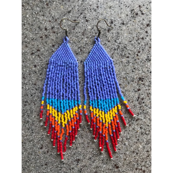 Jewelry - MIYUKI seed bead earrings, long, fringe, dangly